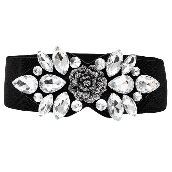 Gесаjа Accessories - Elastic Rhinestone Belts For Women-crystal Wide Stretchy Belts For Dress,🙂